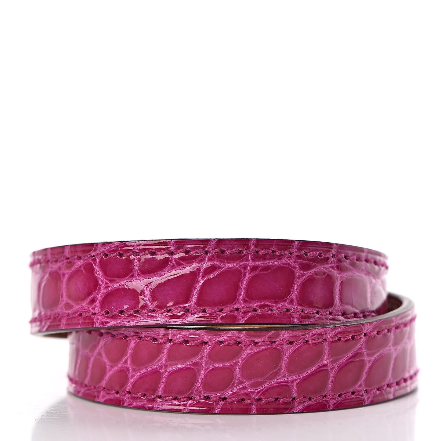Shiny Alligator Kelly Double Tour Bracelet T1 Rose Pourpre