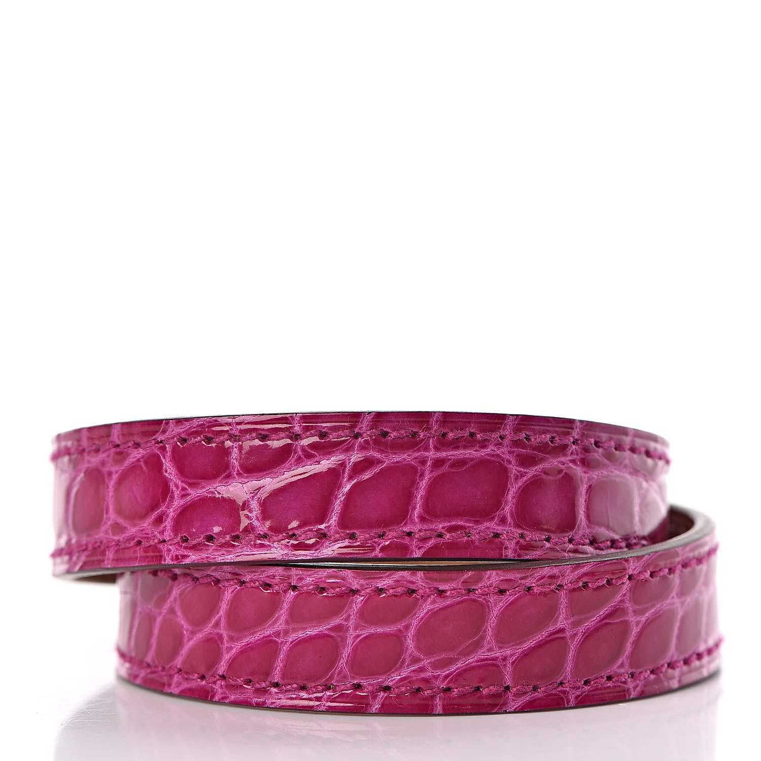 Hermes Shiny Alligator Kelly Double Tour Bracelet T1 Rose Pourpre 3 of 6