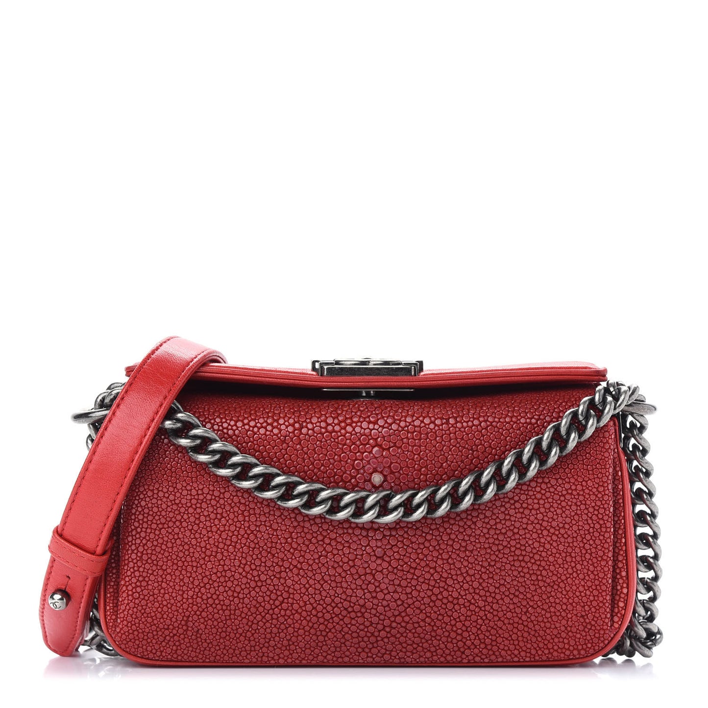Galuchat Stingray Calfskin Boy Crossbody Red