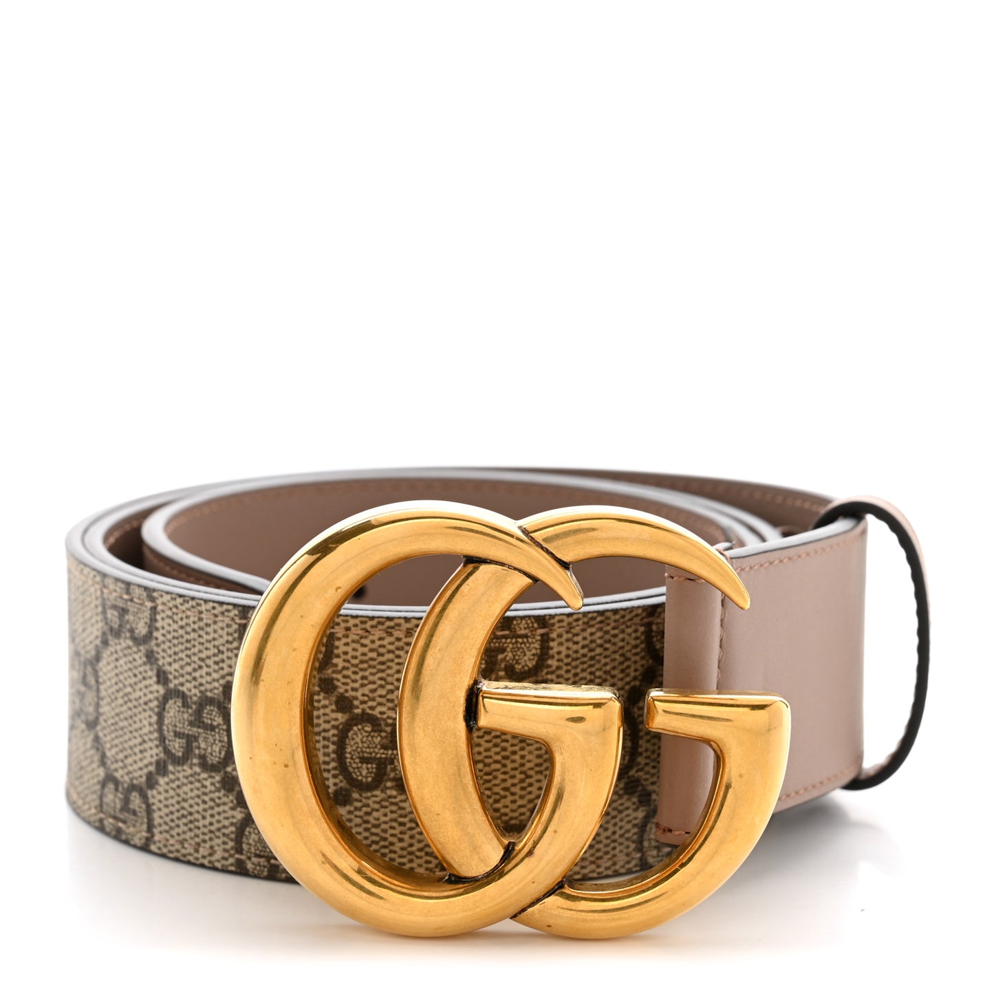 GG Supreme Monogram Matte Plutone Calfskin Double G 40mm Belt 90 36 Beige Ebony Porcelain Rose