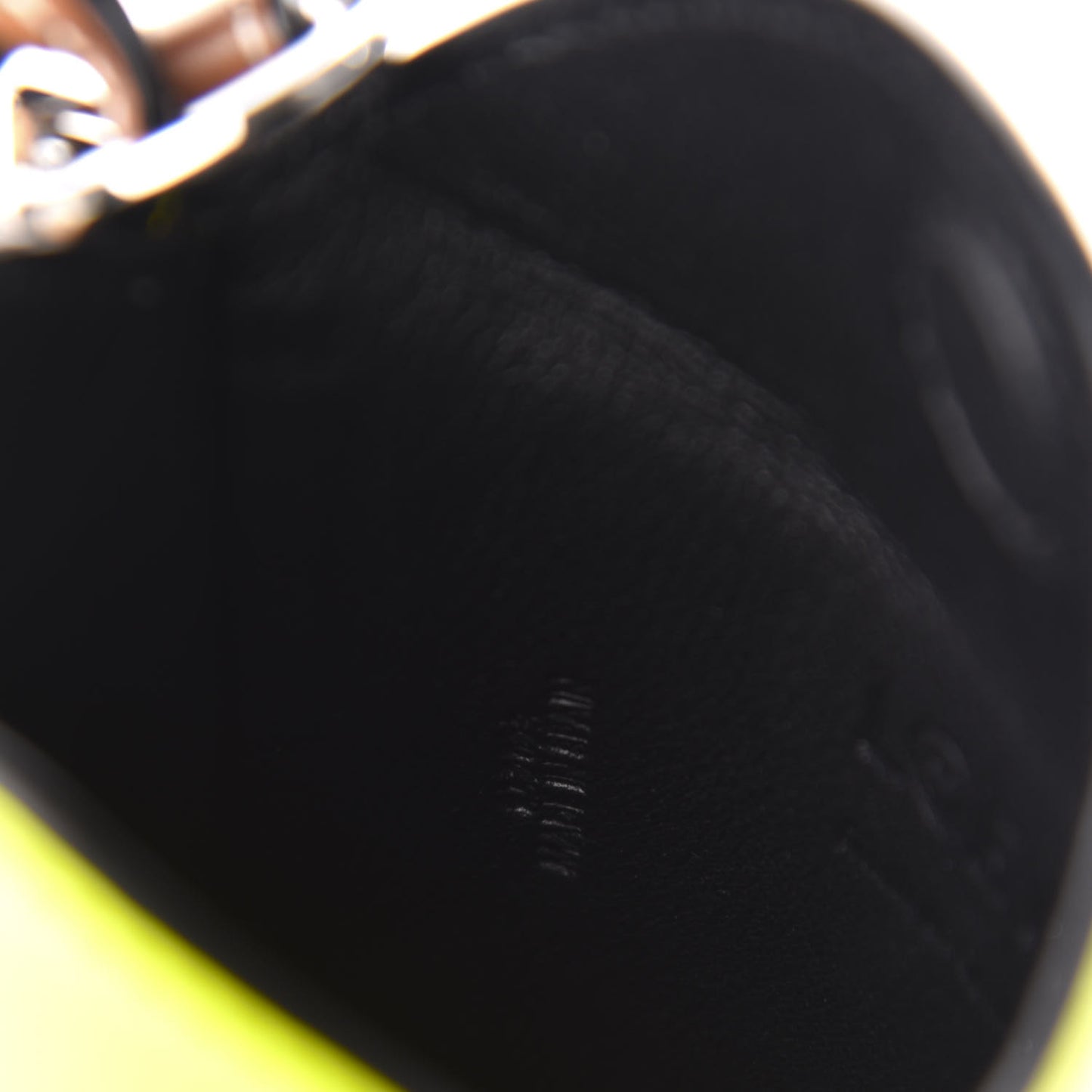 Smooth Calfskin Smiley Face Gate Pocket Neon Yellow