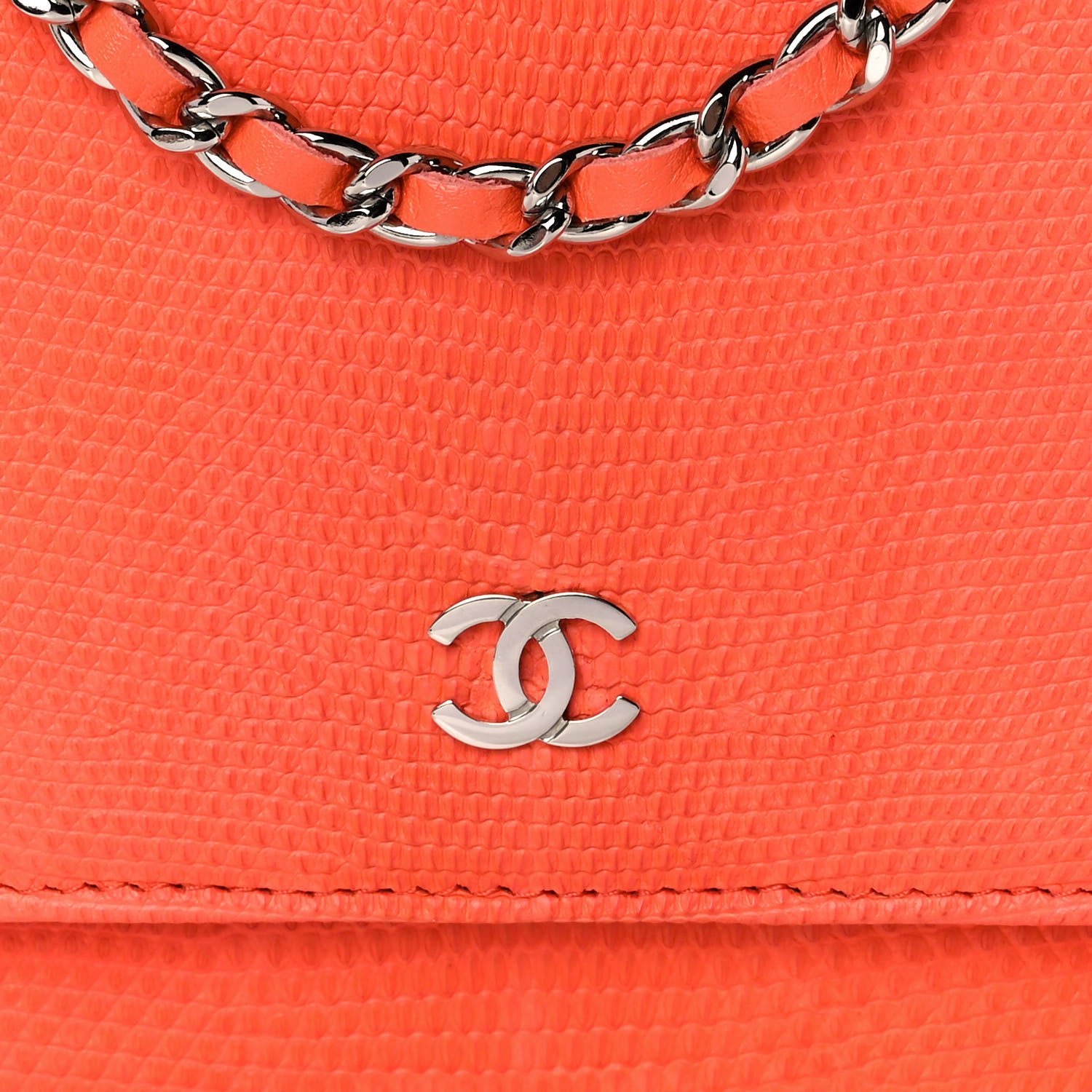 Chanel Lizard Wallet on Chain WOC Orange 11 of 13