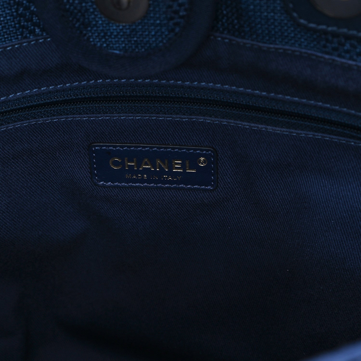 Chanel Mixed Fibers Striped Small Deauville Tote Navy Blue 6 of 12