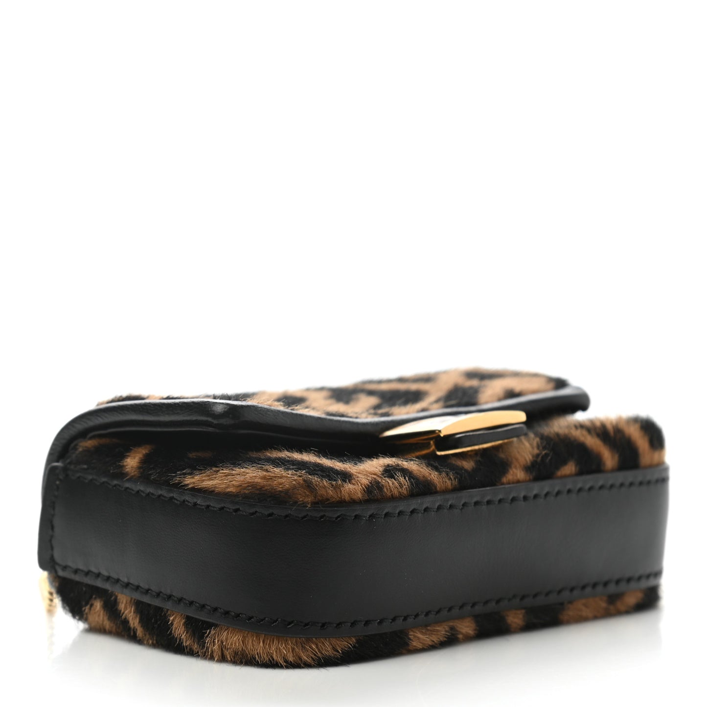 Sheared Sheepskin Vitello King FF Nano Baguette Charm Tobacco Moro Black