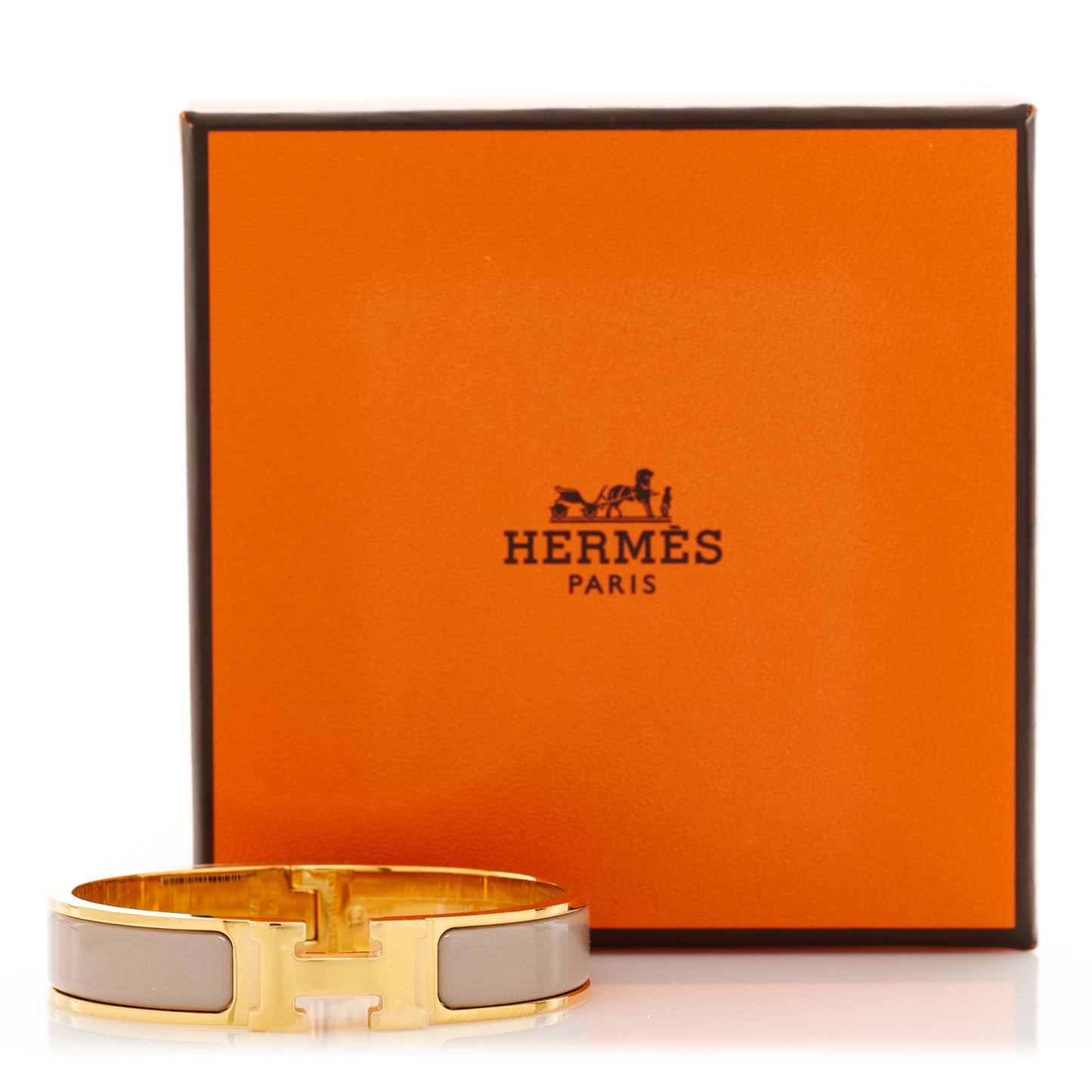 Enamel Narrow Clic Clac H Bracelet PM Marron Glace