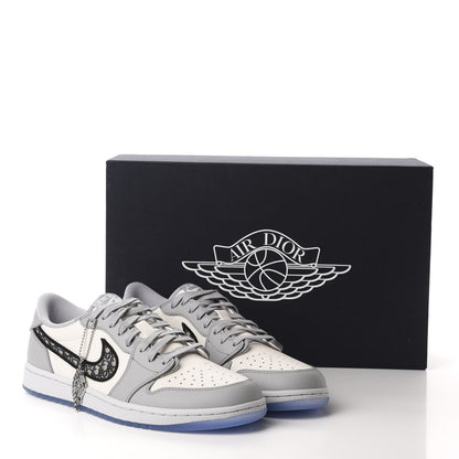 Christian Dior X NIKE AIR JORDAN Calfskin Mens Oblique Low Sneakers 44.5 Beige White 18 of 18