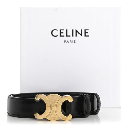 Celine Box Calfskin Small 25mm Triomphe Belt 75 30 Black 7 of 7