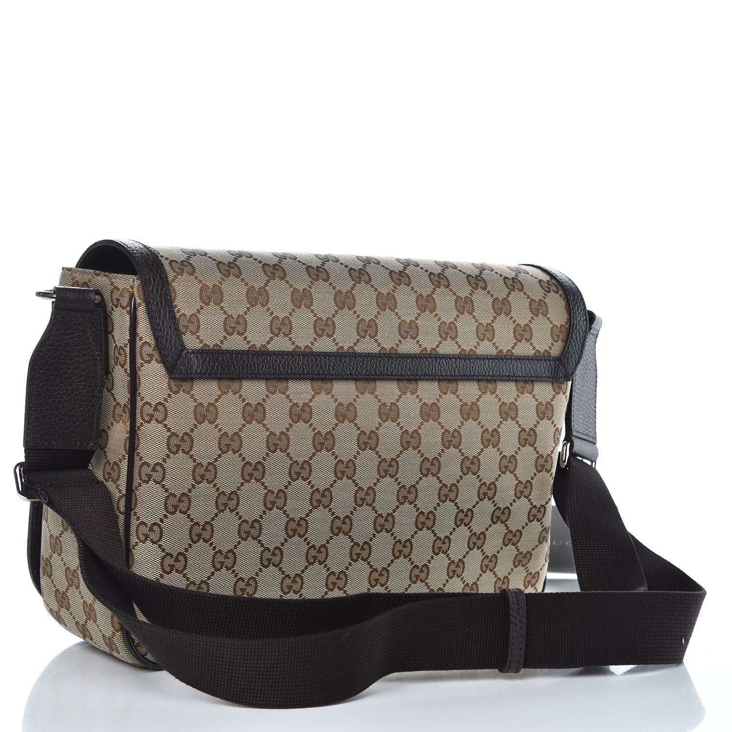 Gucci Monogram Large Flap Messenger Bag Beige Dark Brown 3 of 10