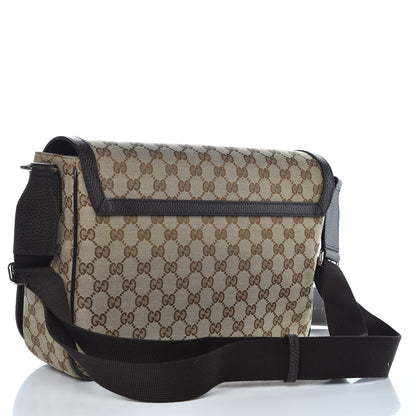 Gucci Monogram Large Flap Messenger Bag Beige Dark Brown 3 of 10