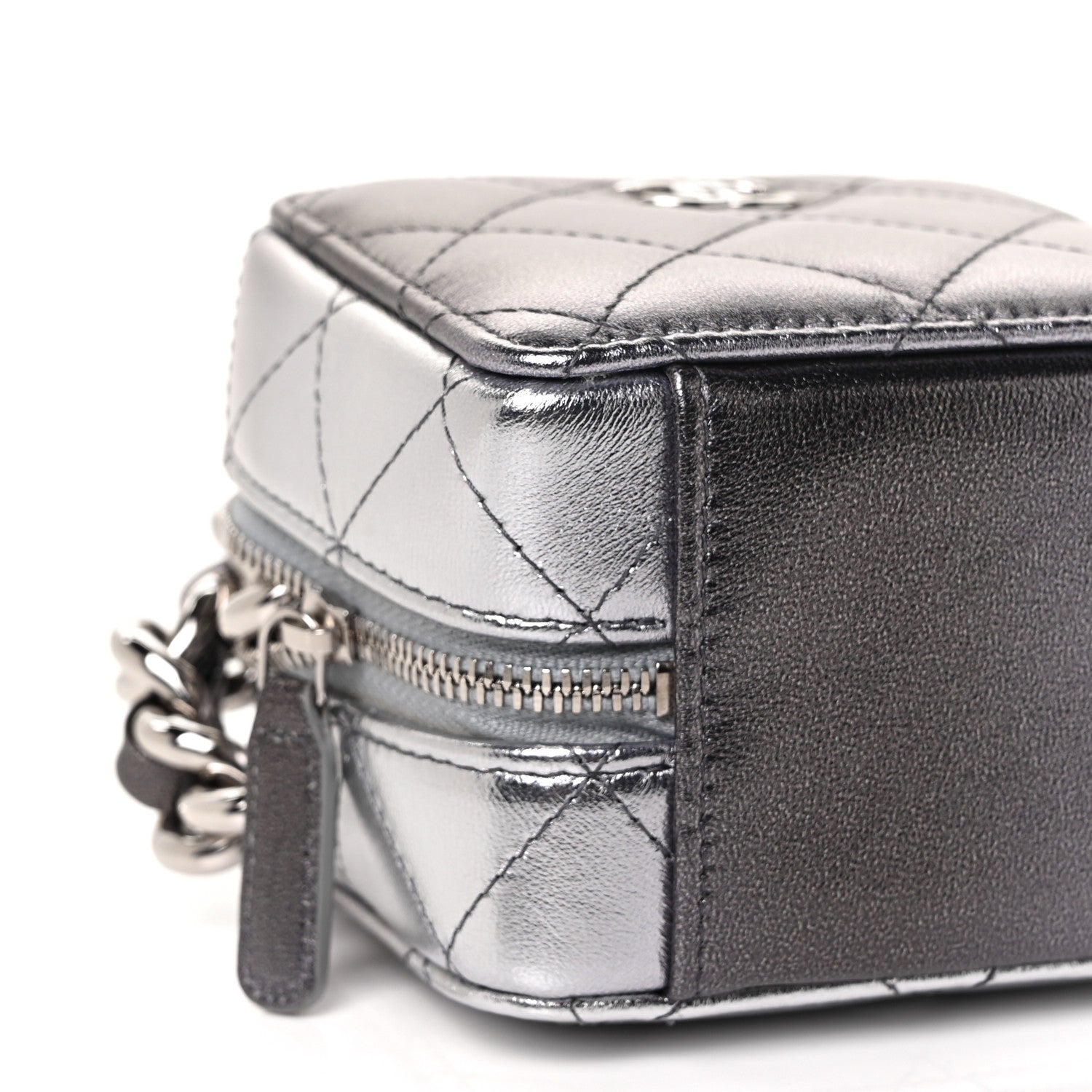 Chanel Gradient Metallic Lambskin Quilted Like A Wallet Clutch With Chain Silver Purple 4 of 8