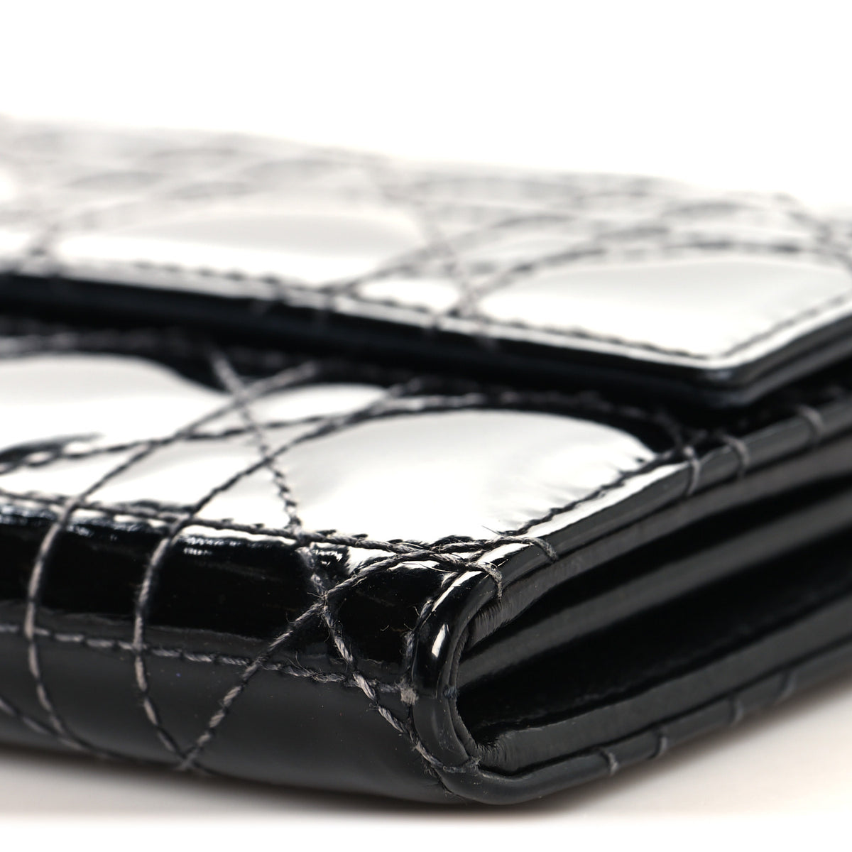Patent Cannage Lady Dior Rendezvous Wallet On Chain Black