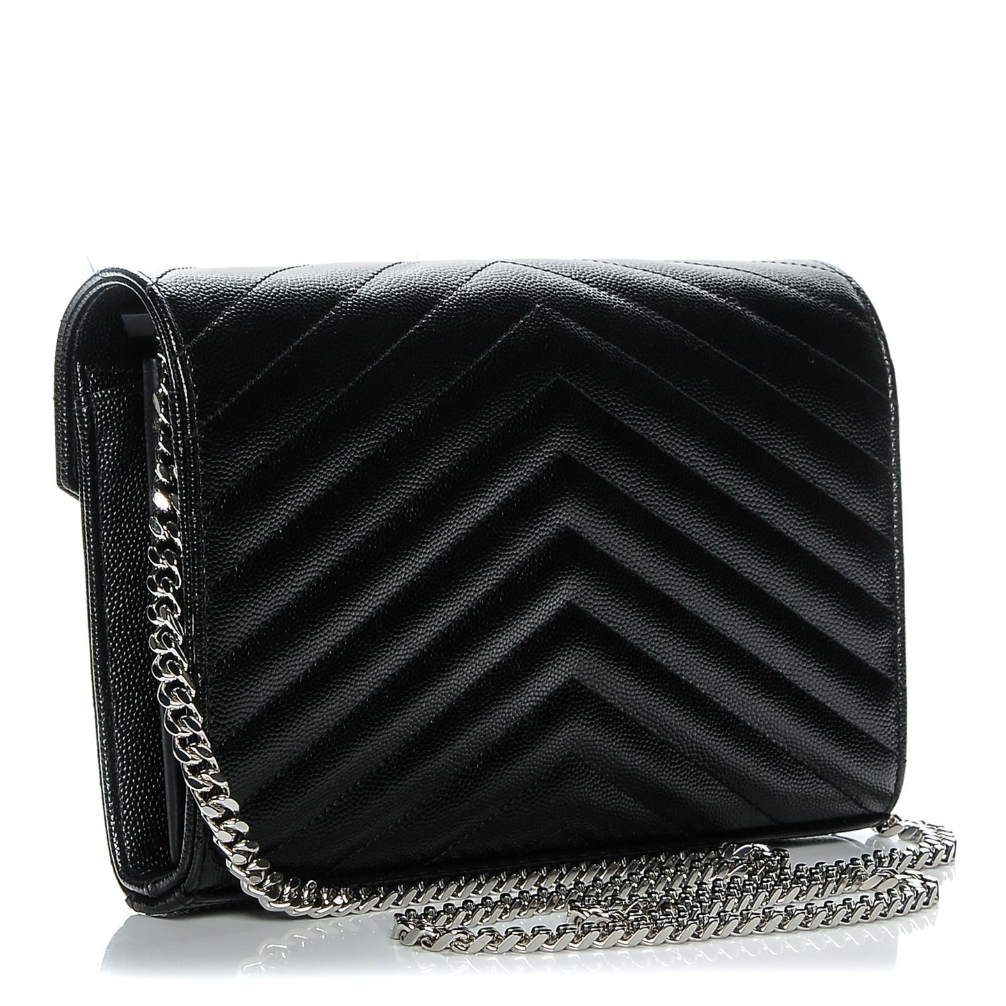 Grain De Poudre Matelasse Chevron Monogram Chain Wallet Black