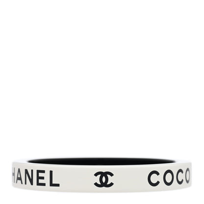 Chanel Resin Logo Bangle Bracelet Black White 1 of 3