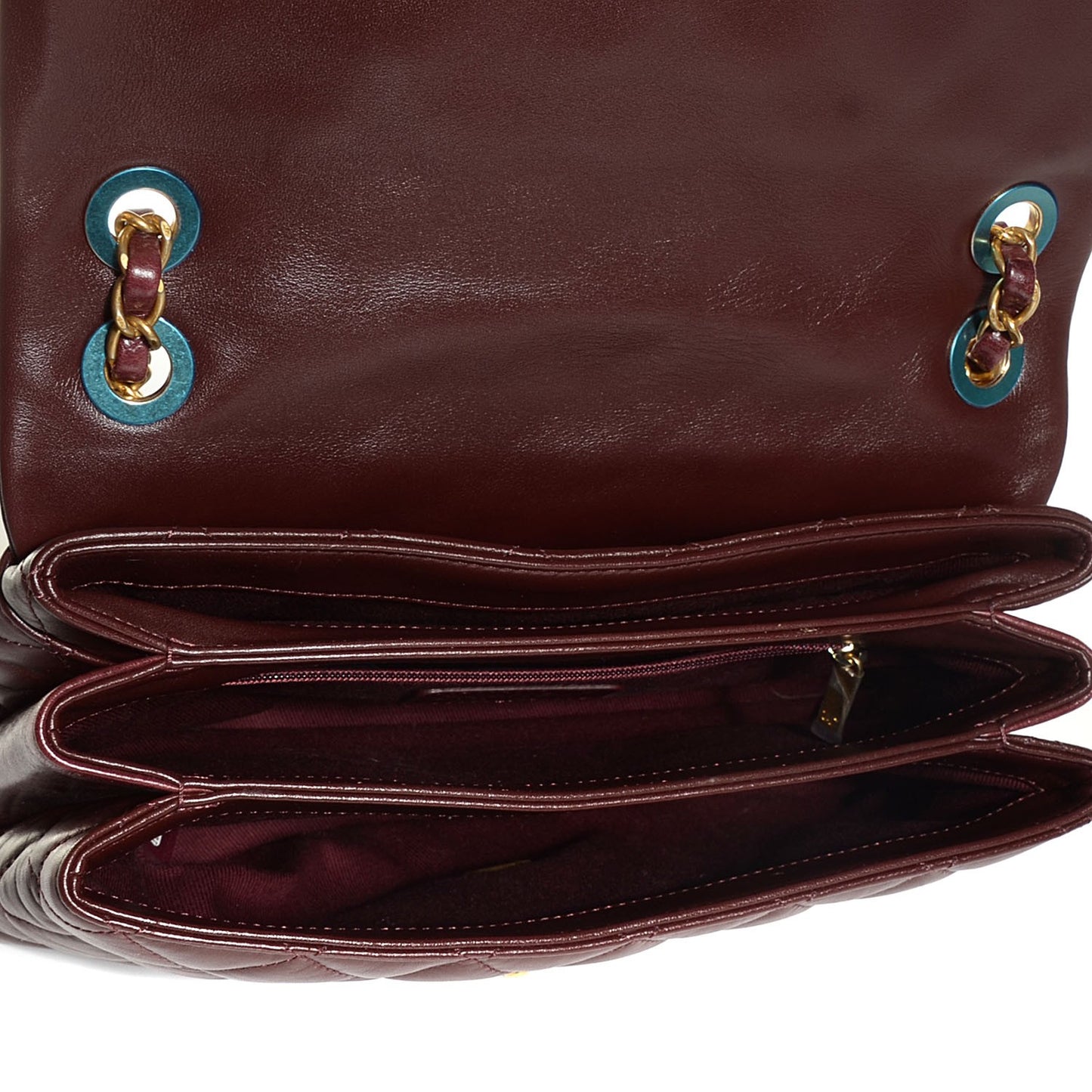 Calfskin Quilted Medium Soft Elegance Flap Burgundy