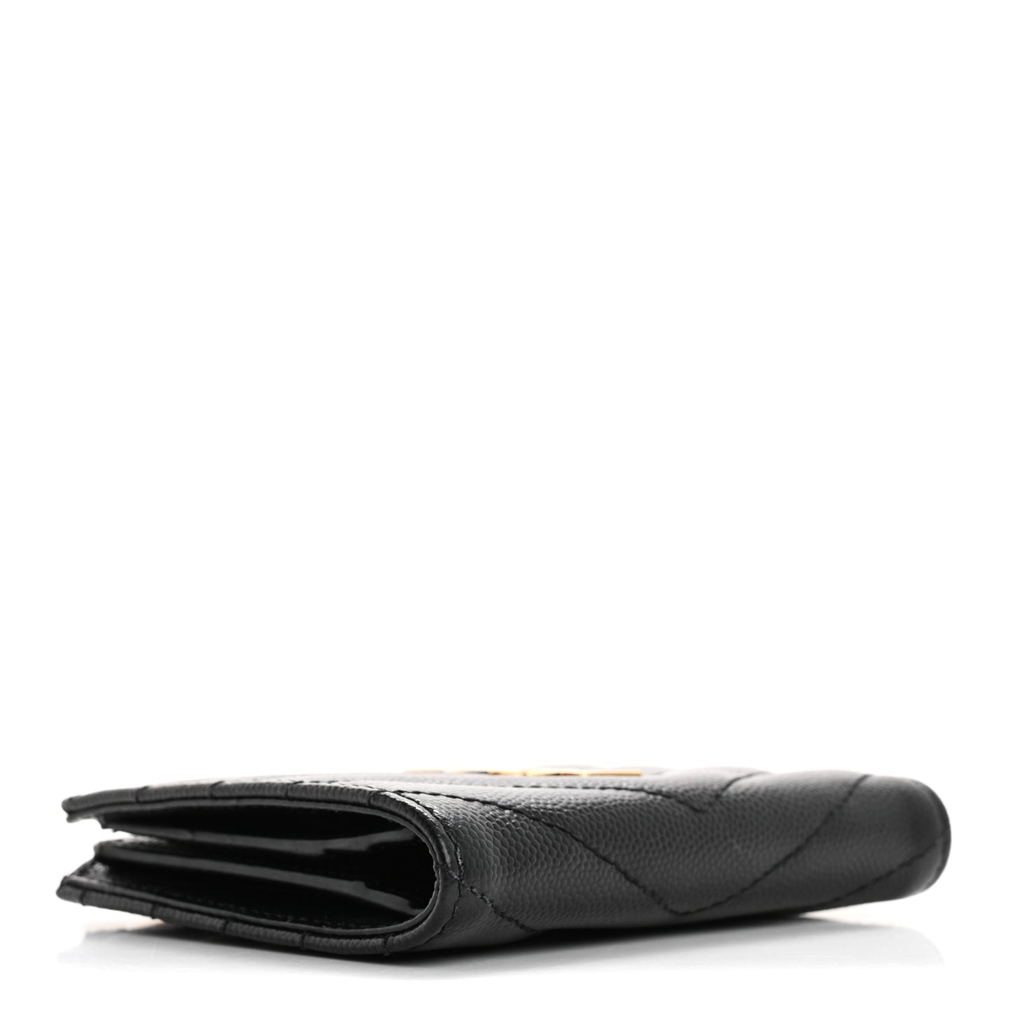 Grain De Poudre Matelasse Chevron Monogram Zipped Card Case Black