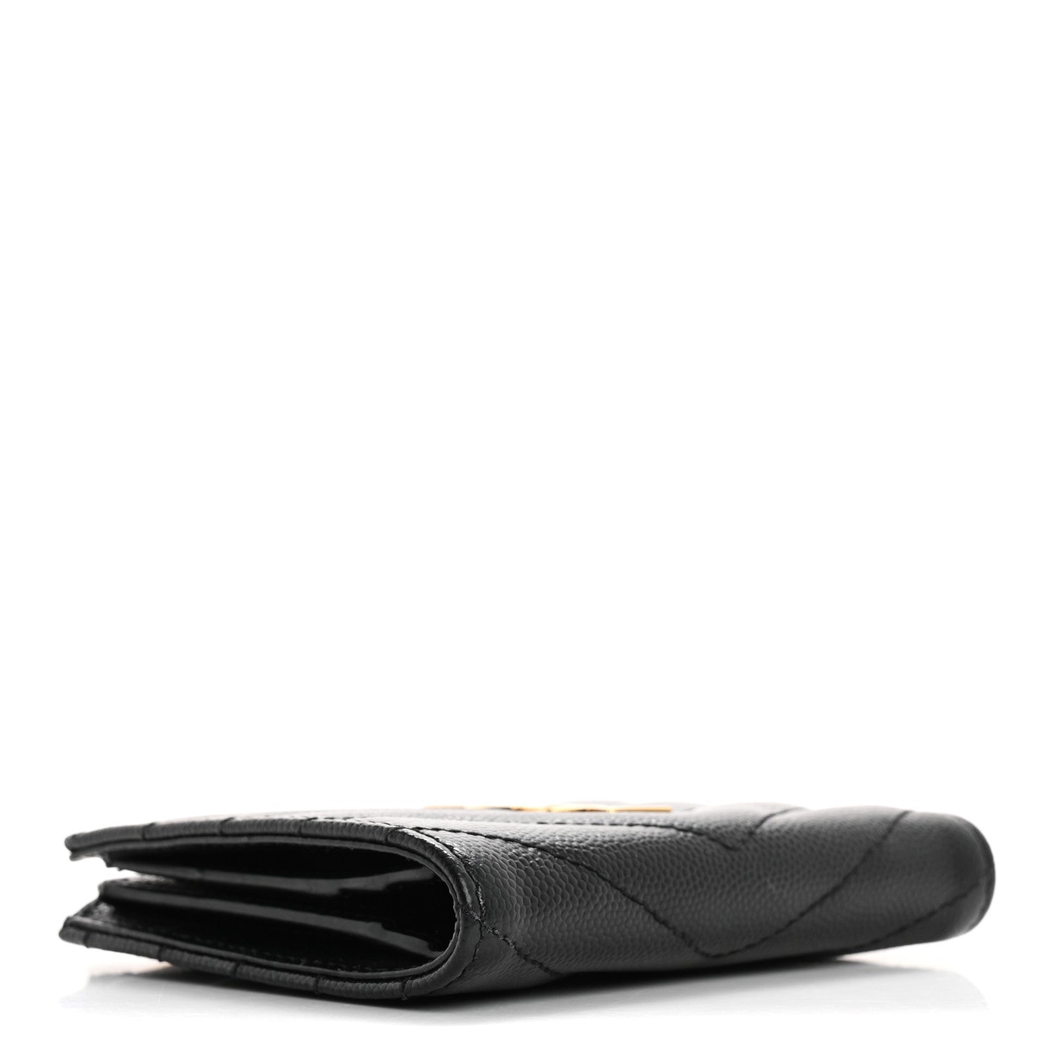 Saint Laurent Grain De Poudre Matelasse Chevron Monogram Zipped Card Case Black 4 of 9