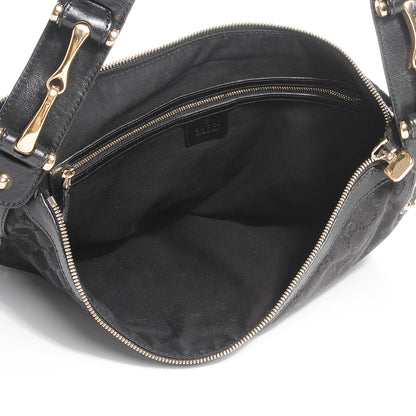 Gucci Monogram Medium Studded Pelham Shoulder Bag Black 9 of 9