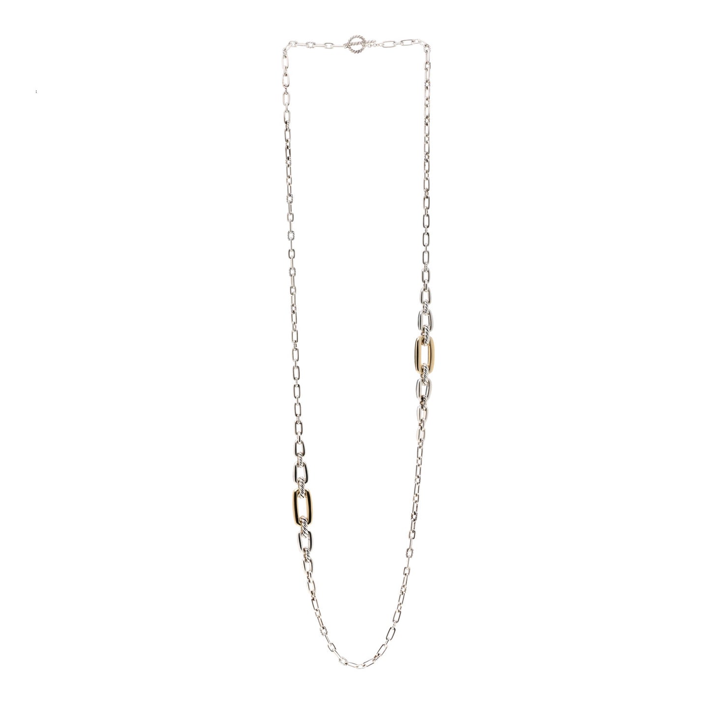 Sterling Silver 18K Yellow Gold Wellesley Long Chain Link Necklace