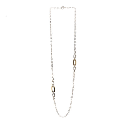 David Yurman Sterling Silver 18K Yellow Gold Wellesley Long Chain Link Necklace 3 of 4