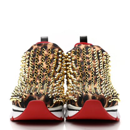 Christian Louboutin Neoprene Leopard Spike Sock Donna Flat Sneakers 38 Black Marron 2 of 8