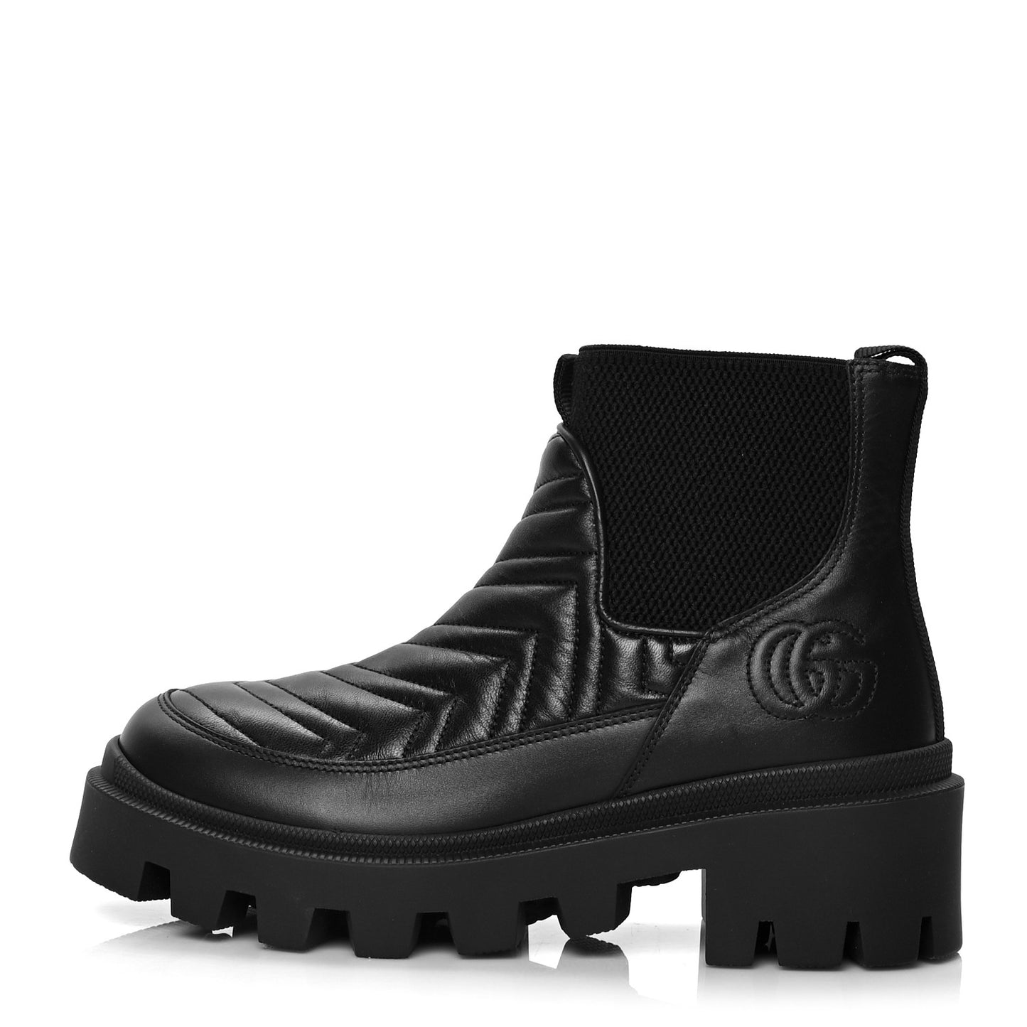 Calfskin Nappa Matelasse Frances Chelsea Boots 37.5 Black