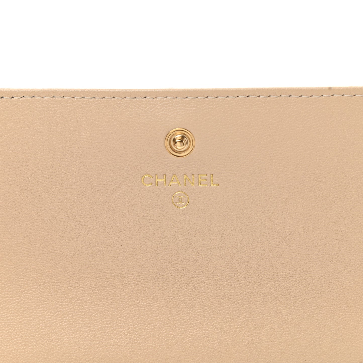 Shiny Goatskin Quilted Chanel 19 Flap Wallet Beige