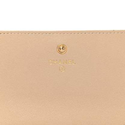 Chanel Shiny Goatskin Quilted Chanel 19 Flap Wallet Beige 6 of 9