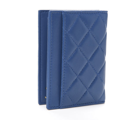 Chanel Lambskin Quilted Card Holder Wallet Blue 2 of 7