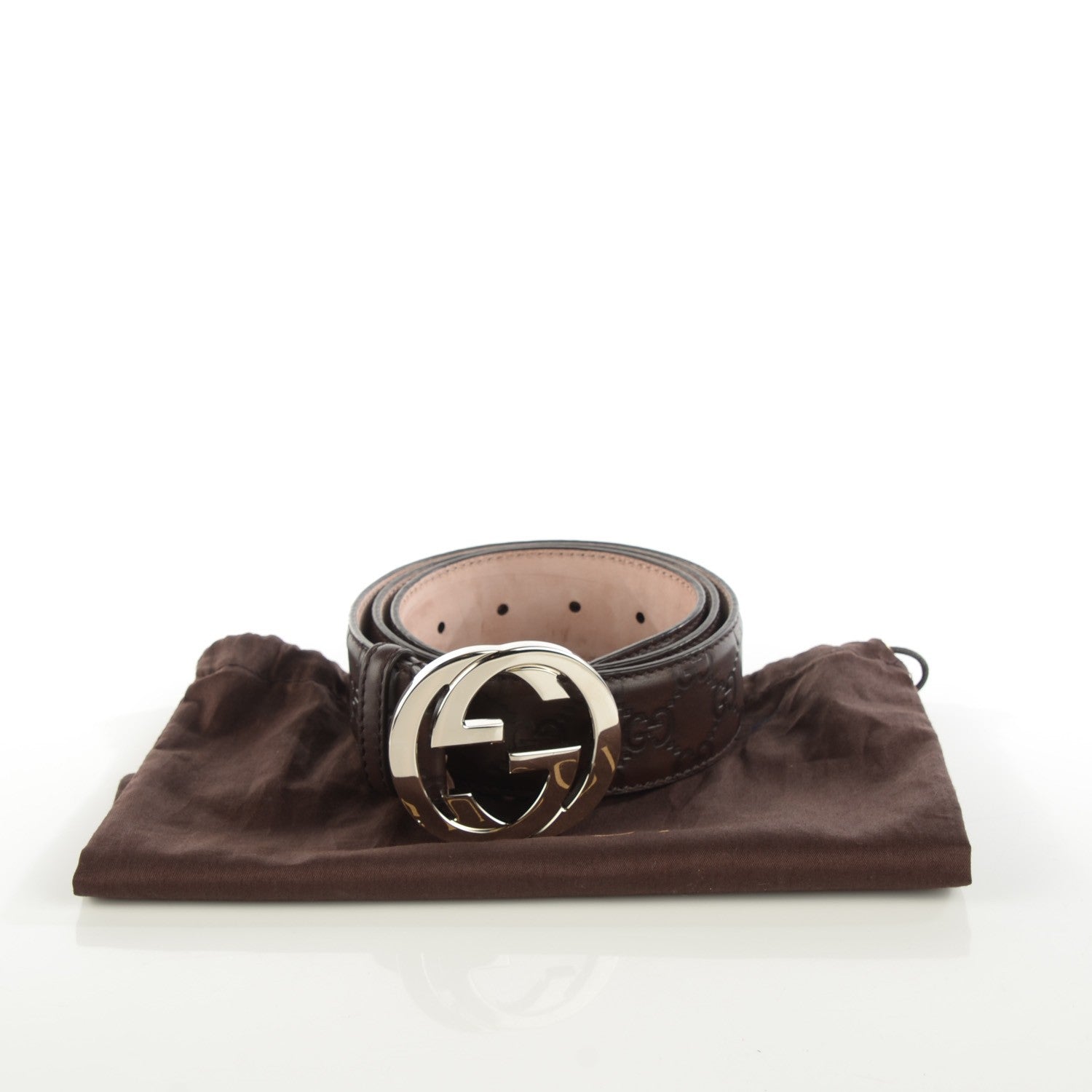 Gucci Guccissima Interlocking G Belt 85 34 Chocolate 6 of 6