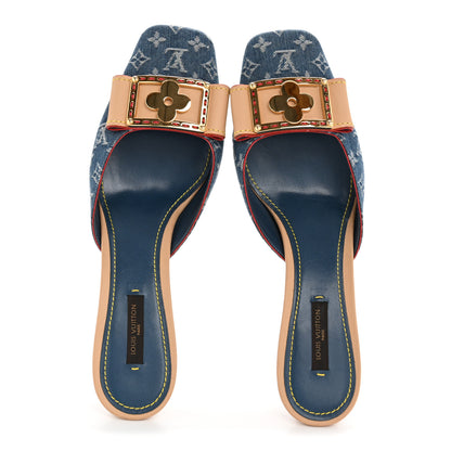 Louis Vuitton Denim Monogram Ginger Mules Natural 2 of 10