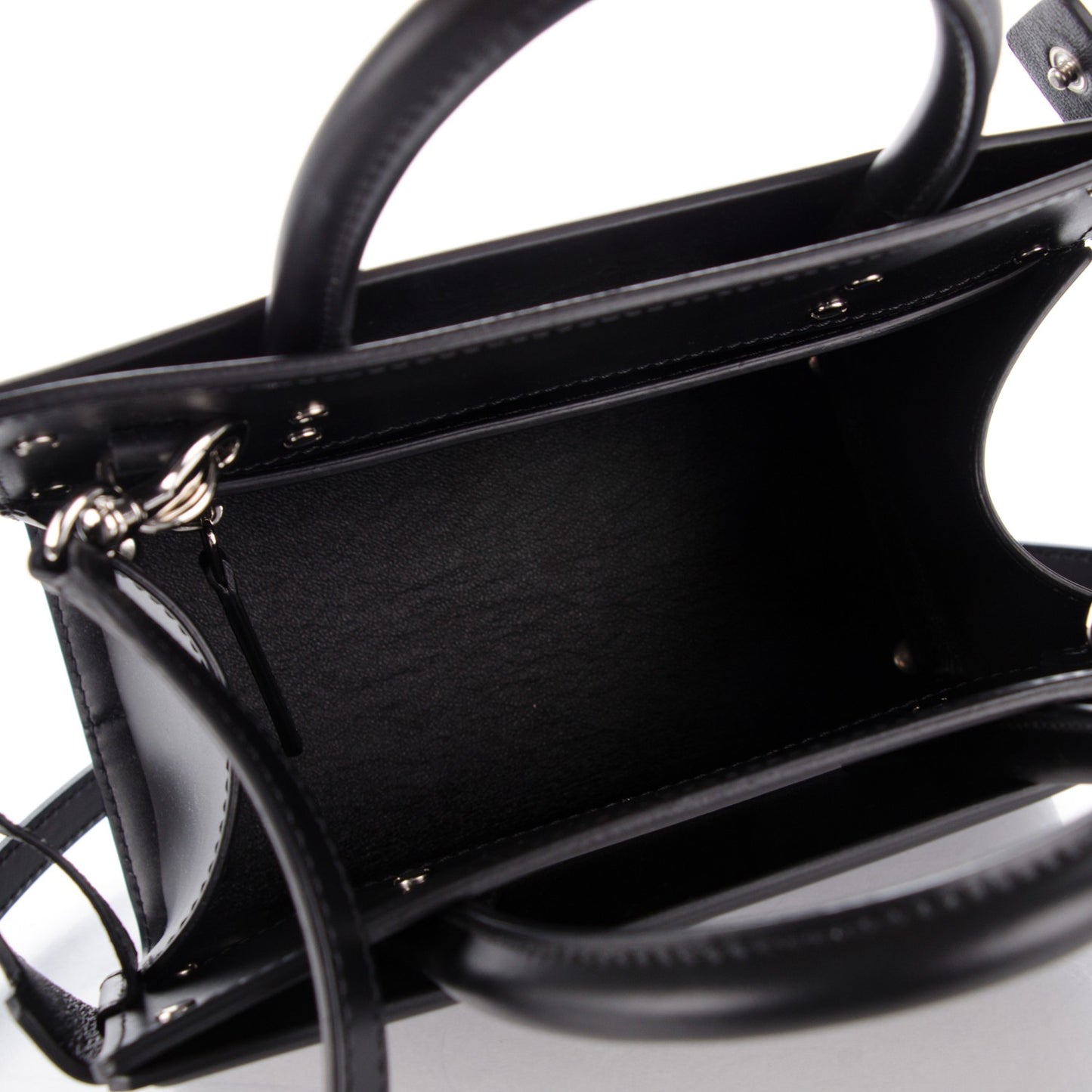 Smooth Calfskin Mini Horizon Satchel Black