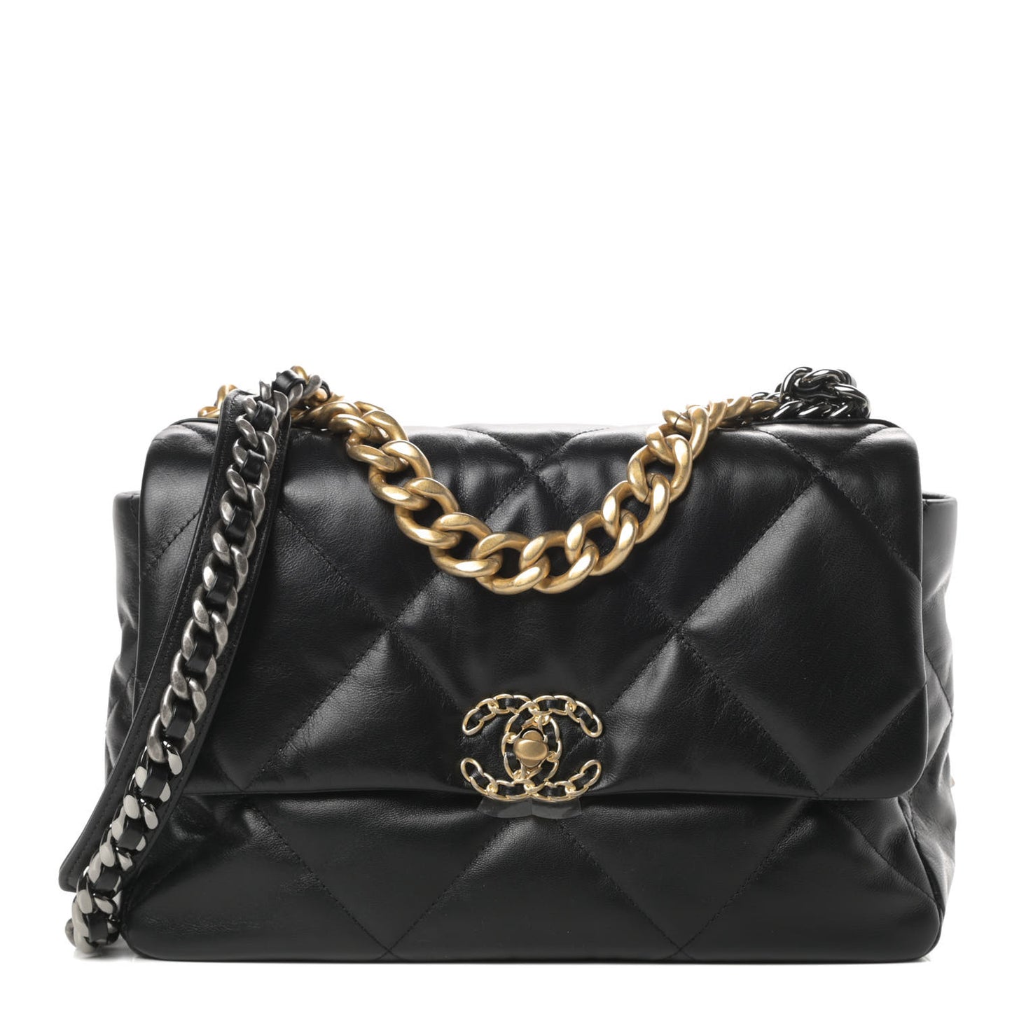 Goatskin Quilted Large Chanel 19 Flap Black
