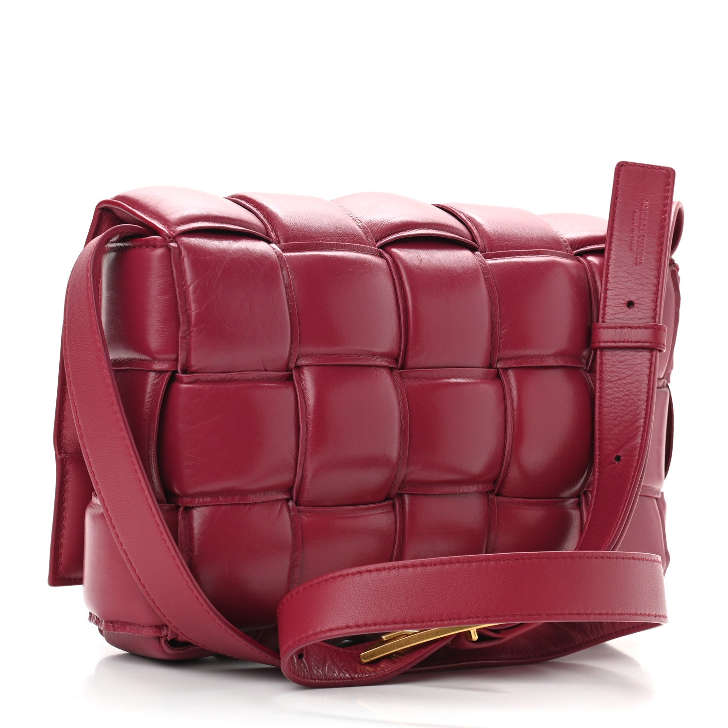 Bottega Veneta Paper Calfskin Maxi Intreccio Padded Cassette Crossbody Bag Amaranto 3 of 9