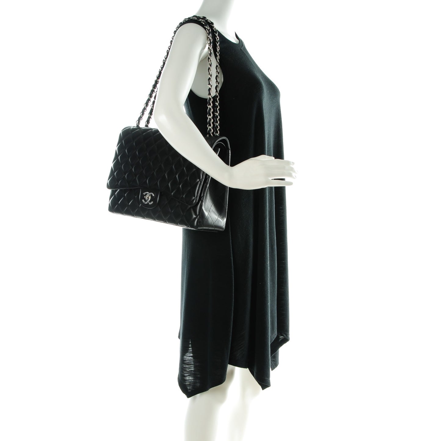 Lambskin Quilted Maxi Double Flap Black