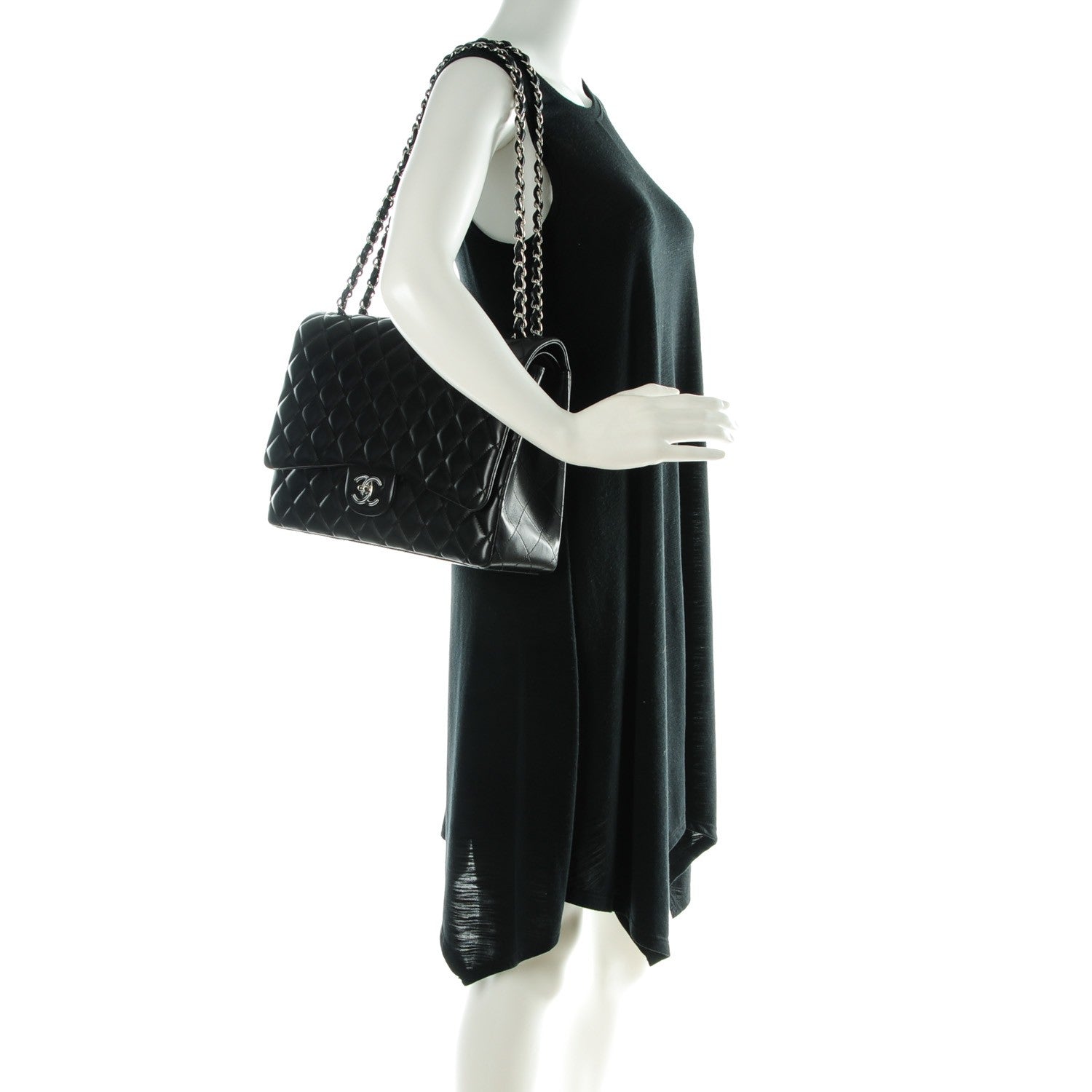 Chanel Lambskin Quilted Maxi Double Flap Black 2 of 8