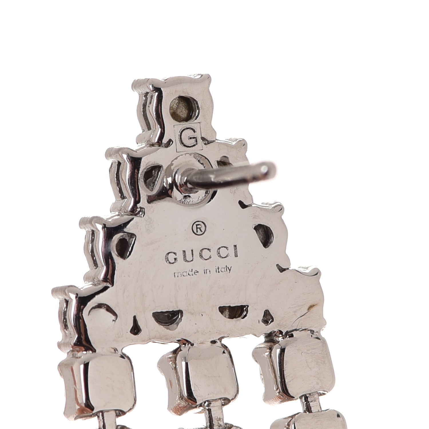 Gucci Metal Crystal Drop Earrings Silver 4 of 5