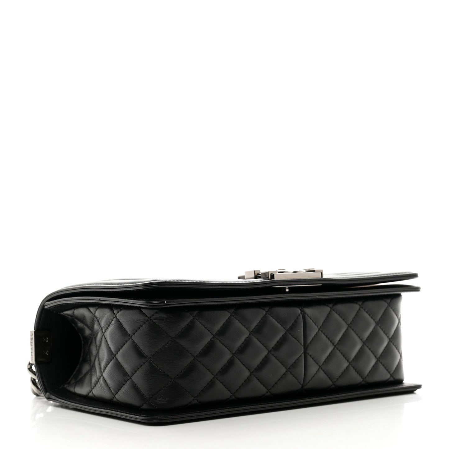 Calfskin Chevron Quilted Medium Boy Flap Black