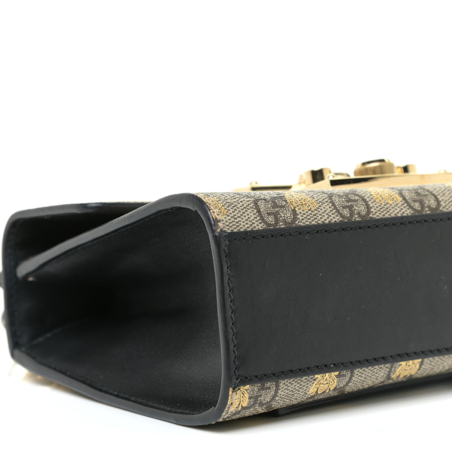 GG Supreme Monogram Bees Small Padlock Shoulder Bag Black