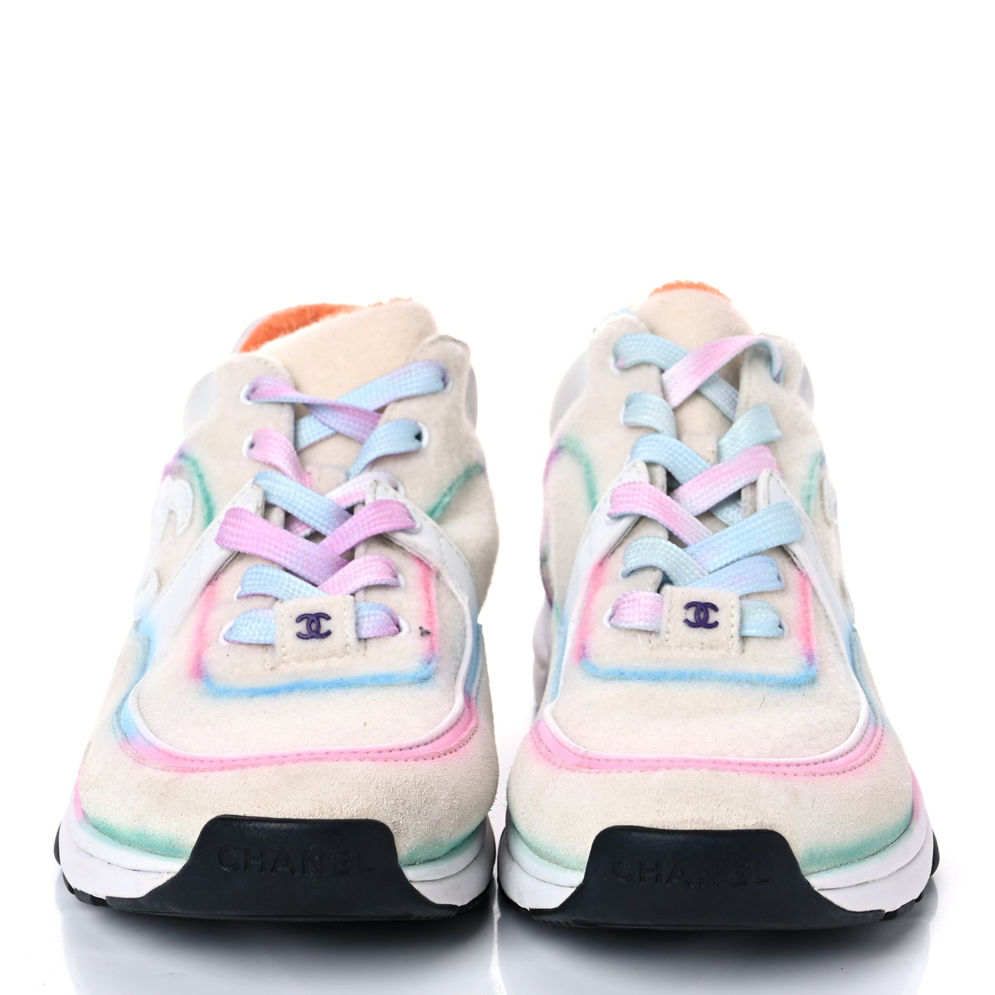 Wool Suede Calfskin CC Sneakers 38 Multicolor