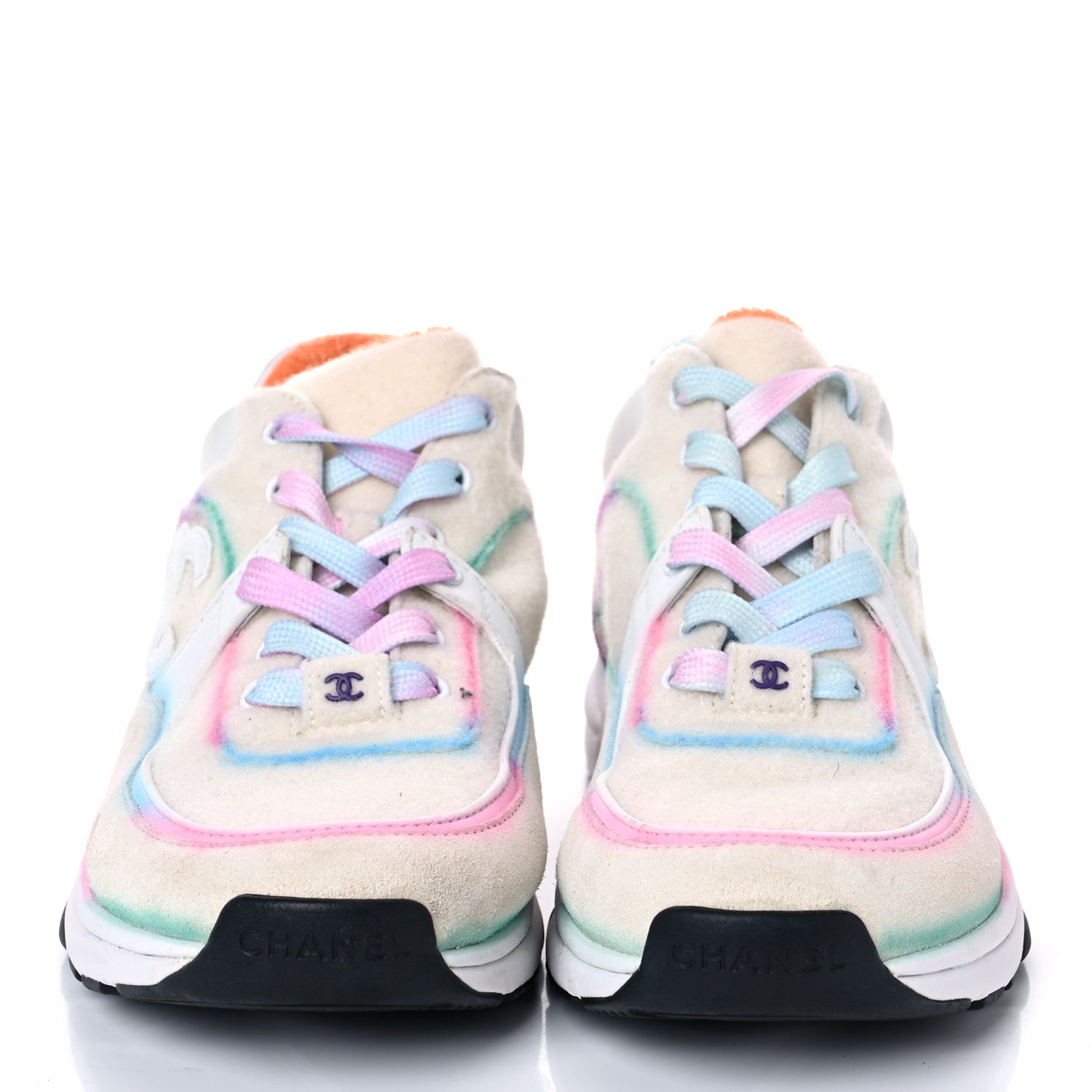 Chanel Wool Suede Calfskin CC Sneakers 38 Multicolor 2 of 18