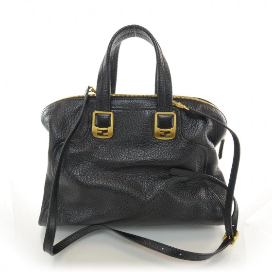 Fendi Pebbled Calfskin Large Chameleon Tote Black 1 of 7