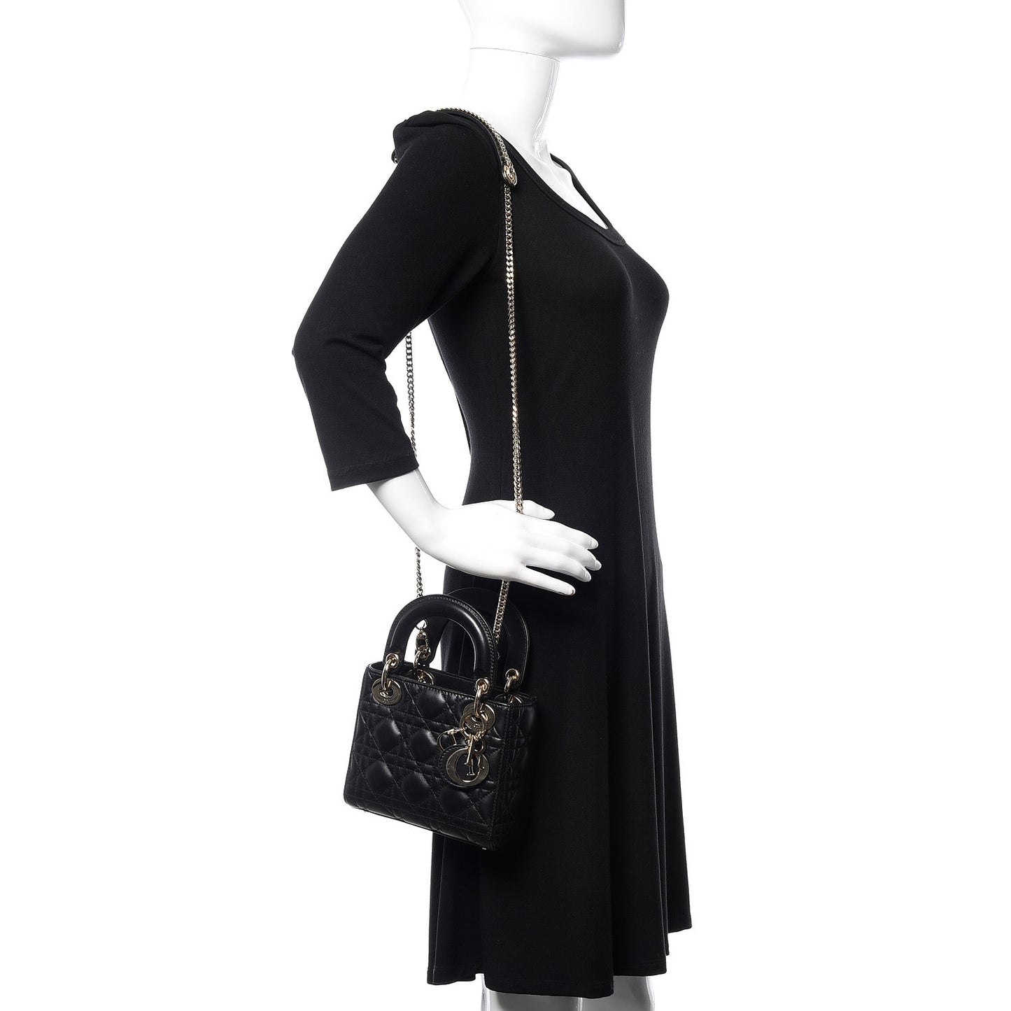Lambskin Cannage Mini Lady Dior Black