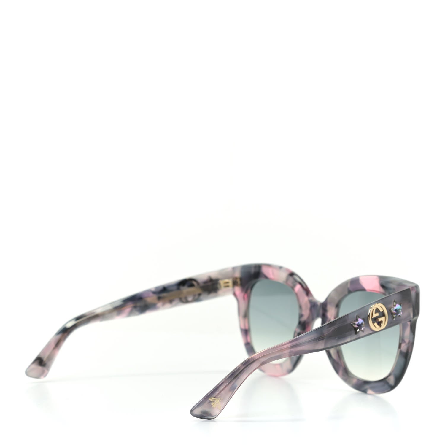Gucci Acetate Round Frame Star Sunglasses GG0208S Grey Pink 4 of 7