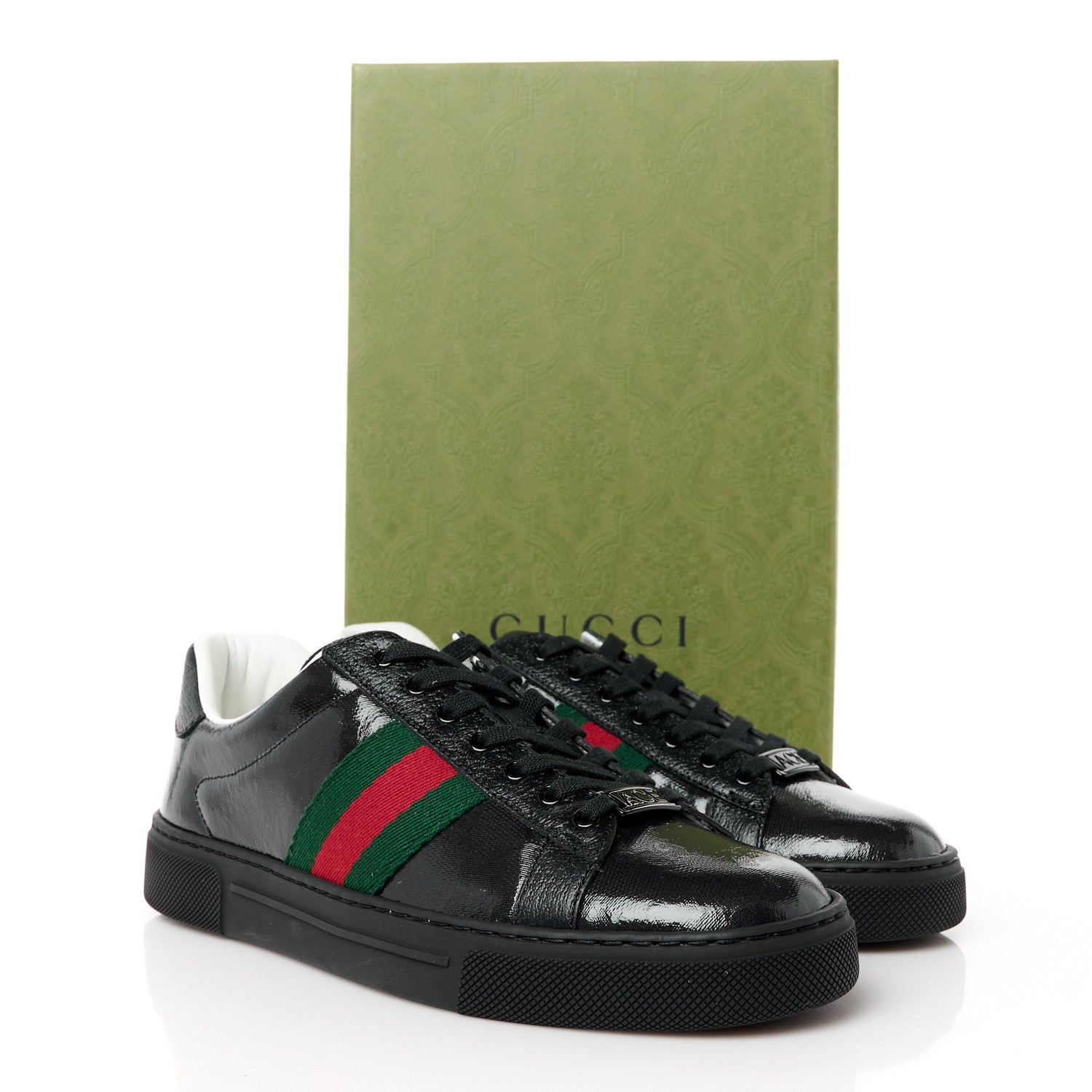 Gucci Crystal GG Monogram Web Womens New Ace Sneakers 37.5 Black 10 of 11