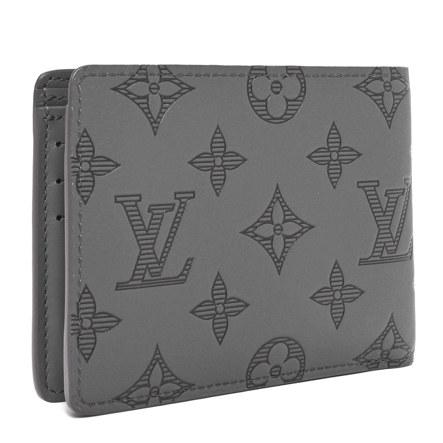 Louis Vuitton Calfskin Monogram Shadow Multiple Wallet Anthracite Gray 3 of 8