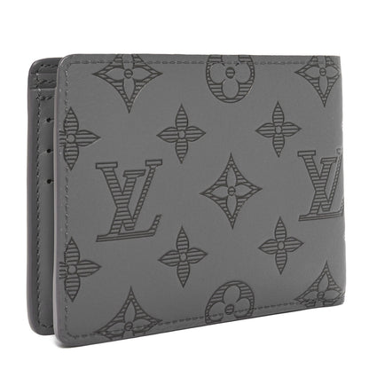 Louis Vuitton Calfskin Monogram Shadow Multiple Wallet Anthracite Gray 3 of 8
