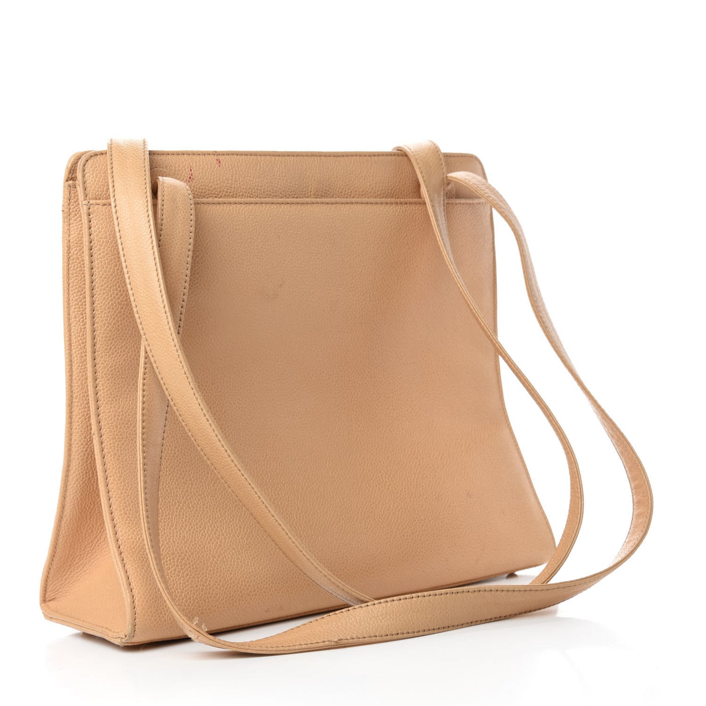 Caviar Logo Shoulder Bag Beige
