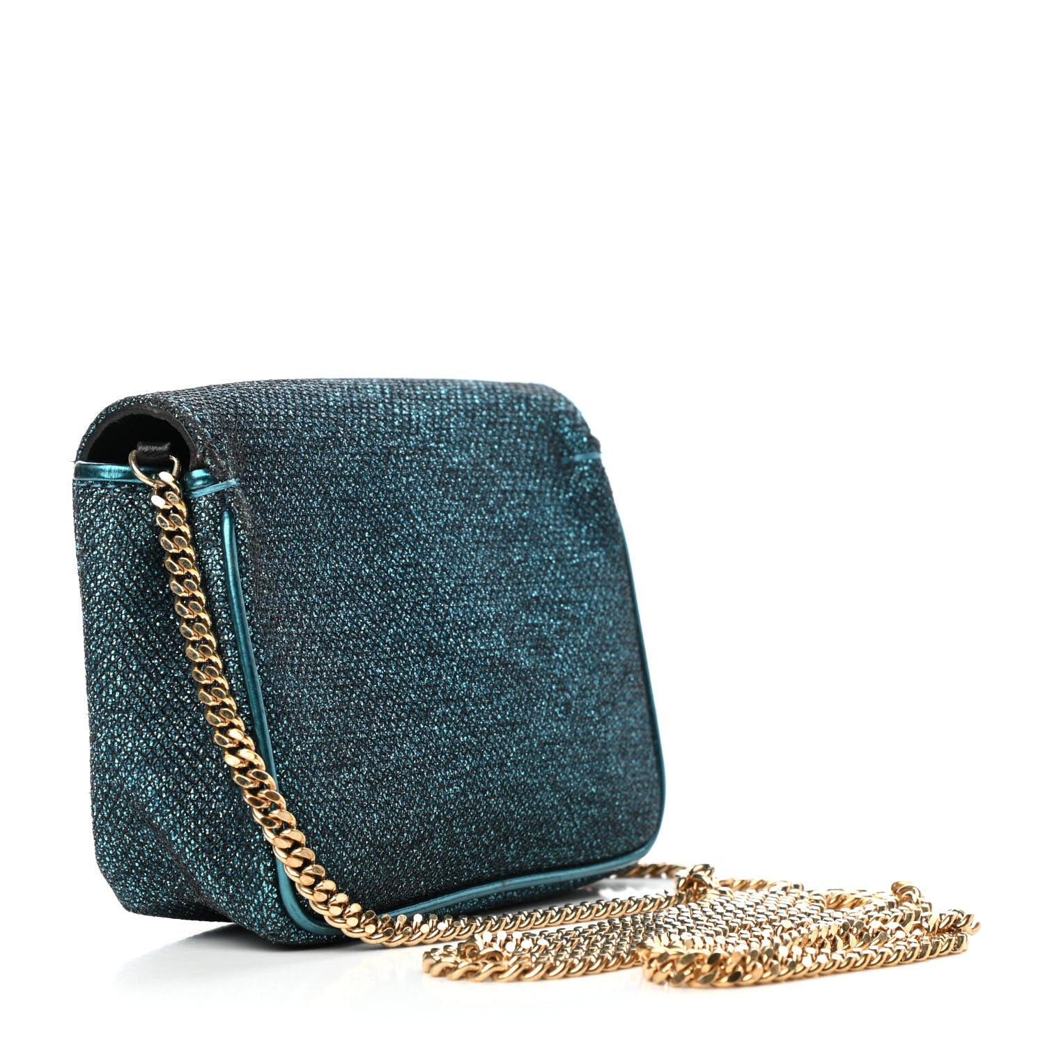Jimmy Choo Lame Glitter Mini Ruby Chain Crossbody Blue 3 of 9