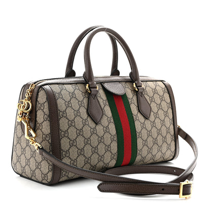 Gucci GG Supreme Monogram Web Medium Ophidia Boston Brown 3 of 10