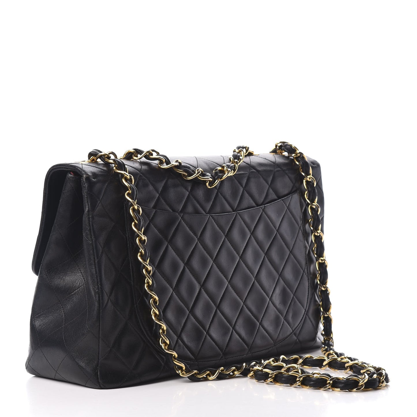 Lambskin Quilted Jumbo Single Flap Black